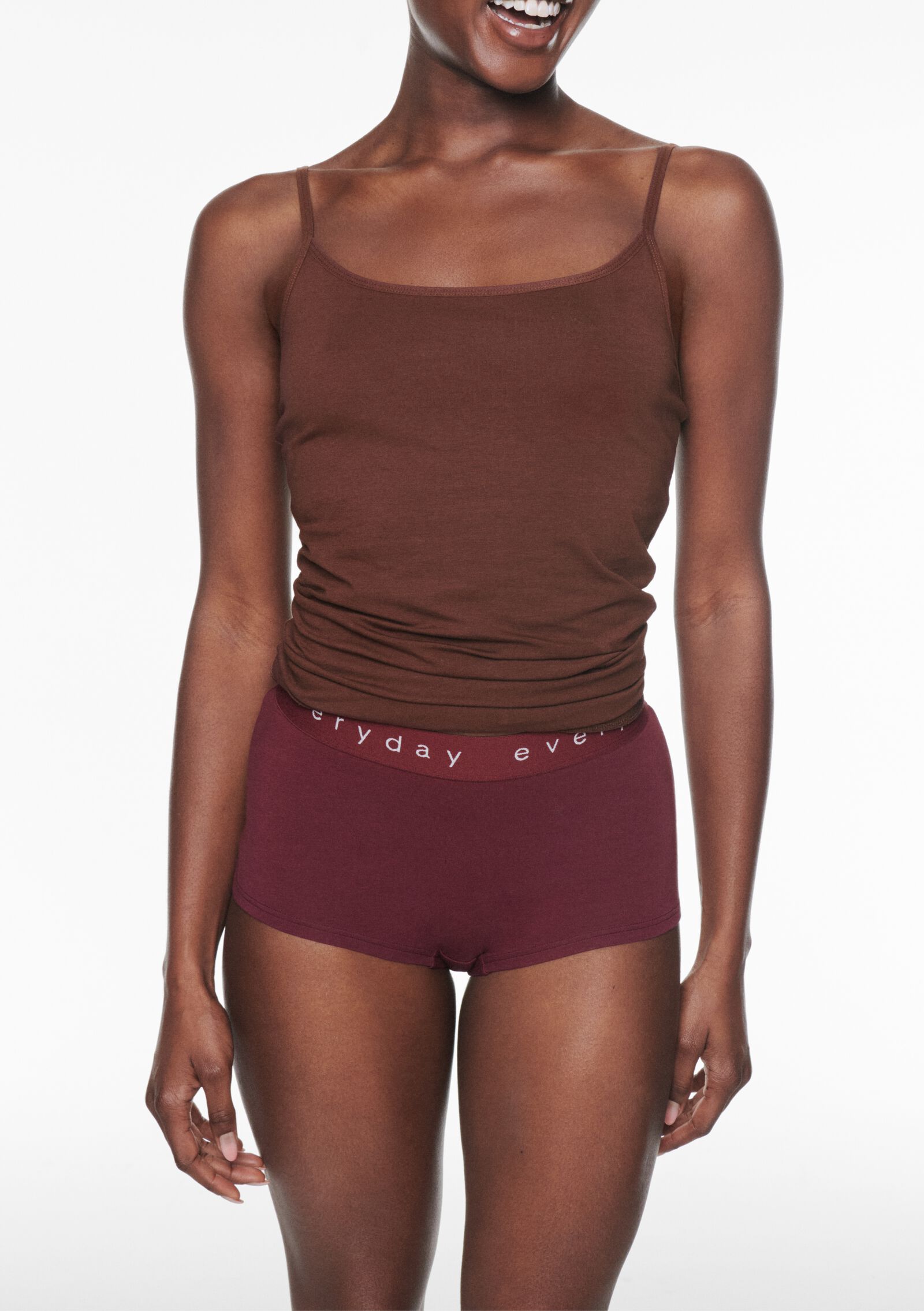 d&eacute;bardeur femme coton bretelles spaghetti marron fonc&eacute; marron fonc&eacute; - 19631504DARKBROWN - HEMA